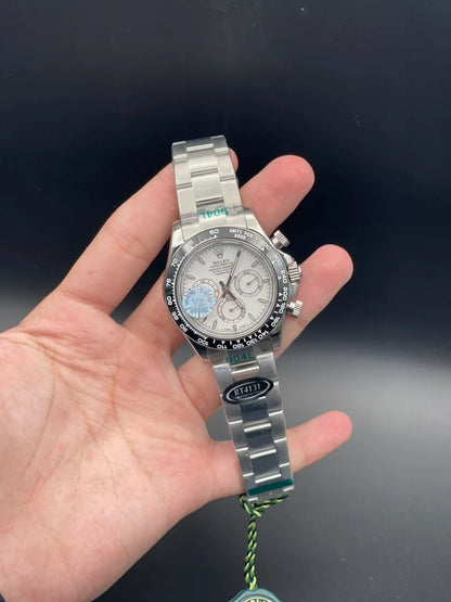 RLX Silver Chain With White Chronograph Dial Automatic Watch