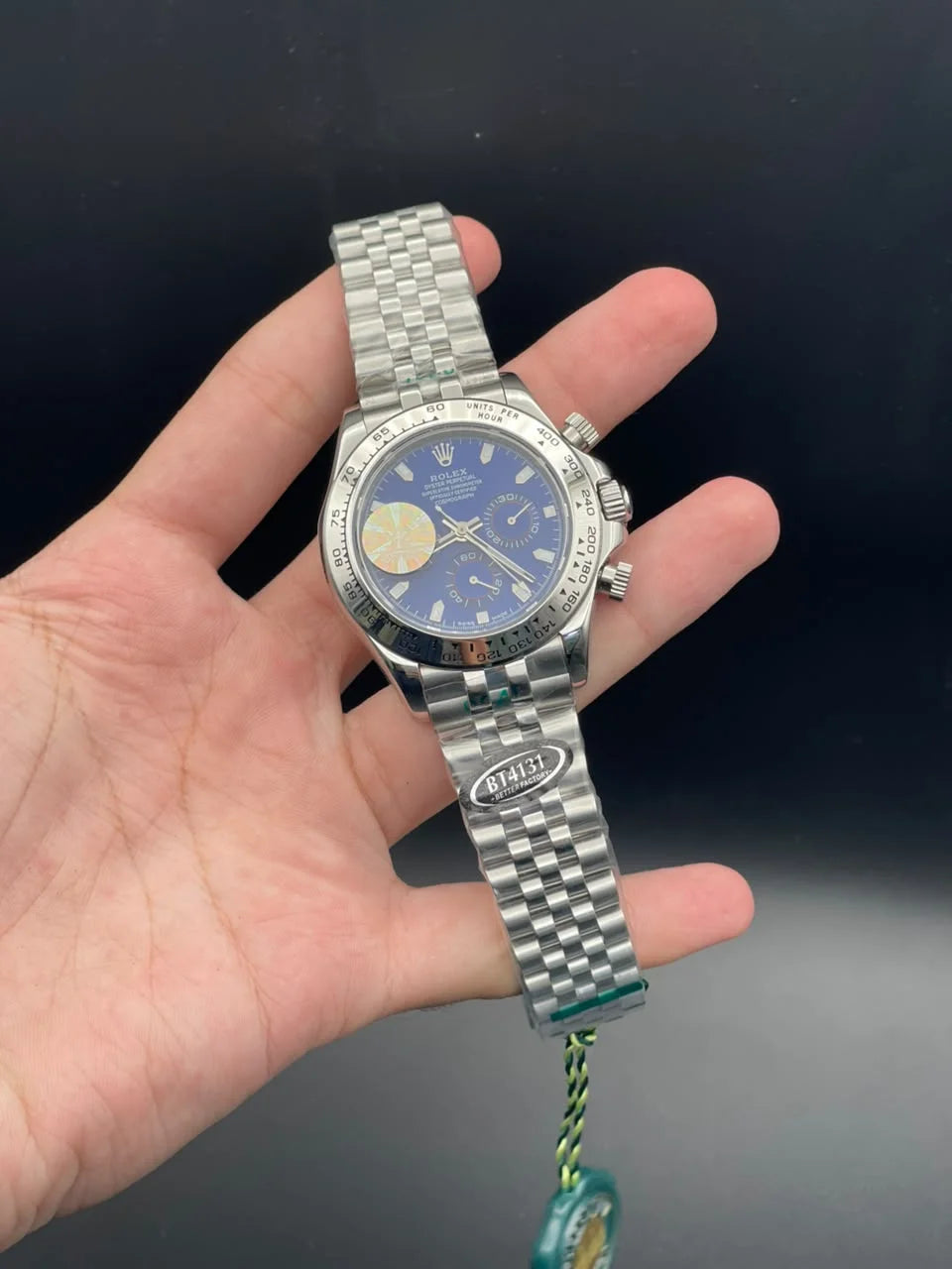 RLX Silver Jubilee Chain With Blue Chronograph Dial Automatic Watch