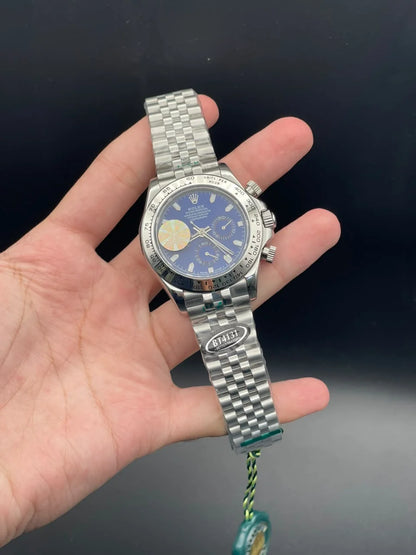 RLX Silver Jubilee Chain With Blue Chronograph Dial Automatic Watch