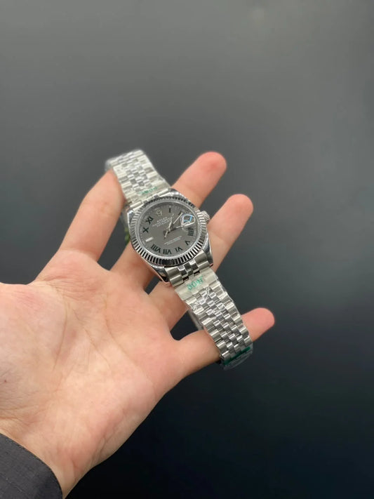 RLX Silver Jubilee Chain With Gray Wimbledon Datejust Dial Automatic Watch