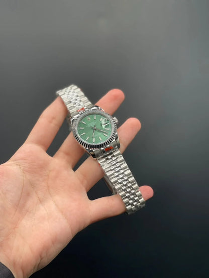 RLX Silver Jubilee Chain With Mint Green Datejust Dial Automatic Watch