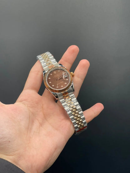 RLX Two Tone Chain With Chocolate Datejust Dial Automatic Watch