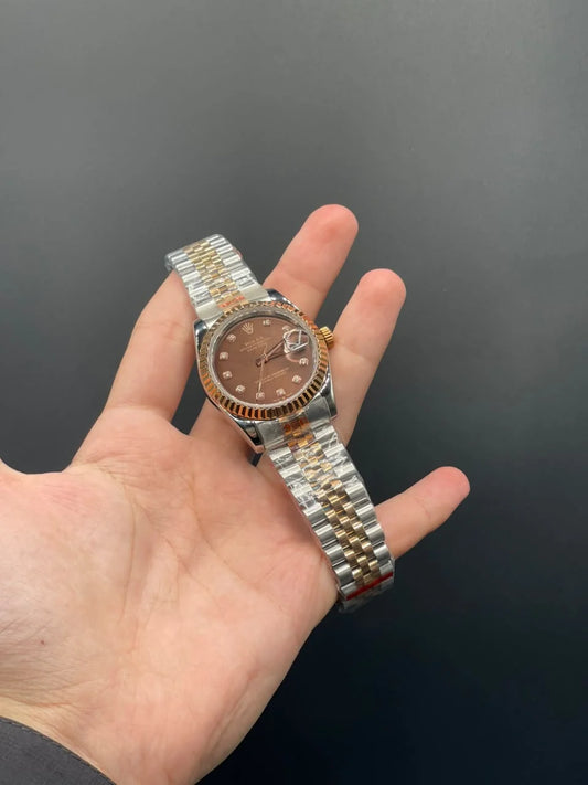 RLX Two Tone Chain With Chocolate Datejust Dial Automatic Watch