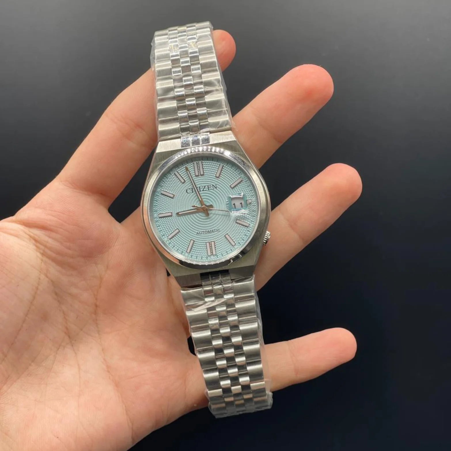 CTZ Silver Chain With Tiffany Blue Dial Automatic Watch