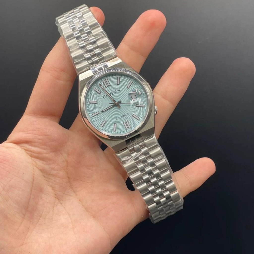 CTZ Silver Chain With Tiffany Blue Dial Automatic Watch
