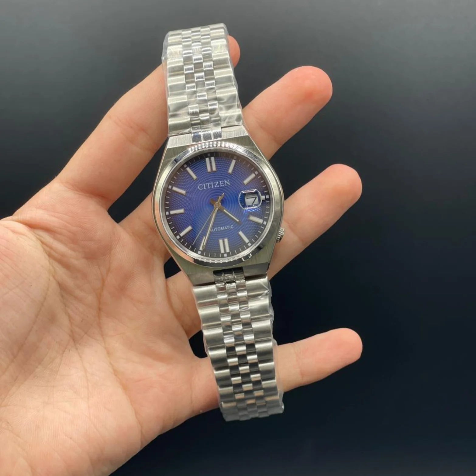 CTZ Silver Chain With Blue Sunray Dial Automatic Watch