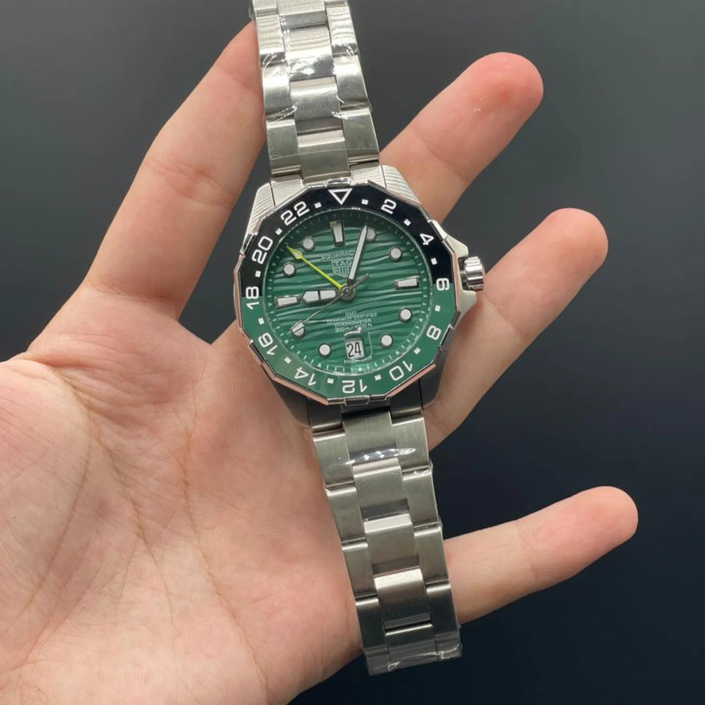 TAG Silver Chain With Green Dial Aquaracer Watch