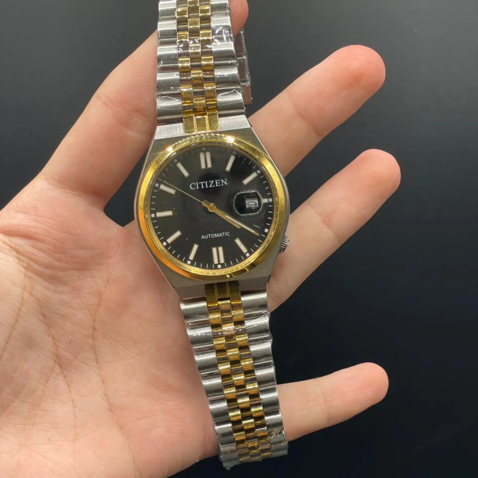 CTZ Two Tone Chain With Black Dial Automatic Watch