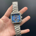 TAG Silver Chain With Blue Chronograph Dial Monaco Watch