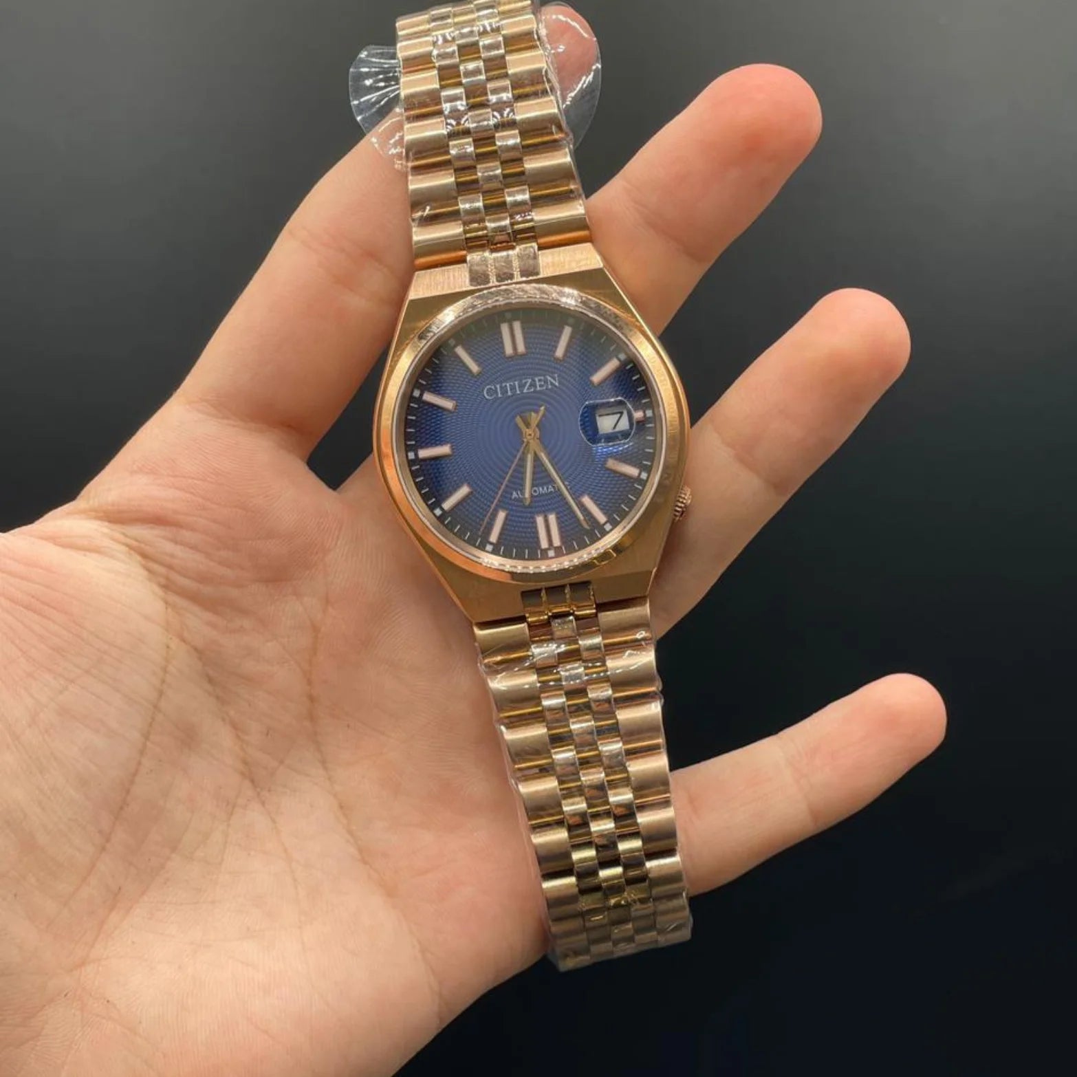 CTZ Rose Gold Chain With Sunray Blue Dial Automatic Watch