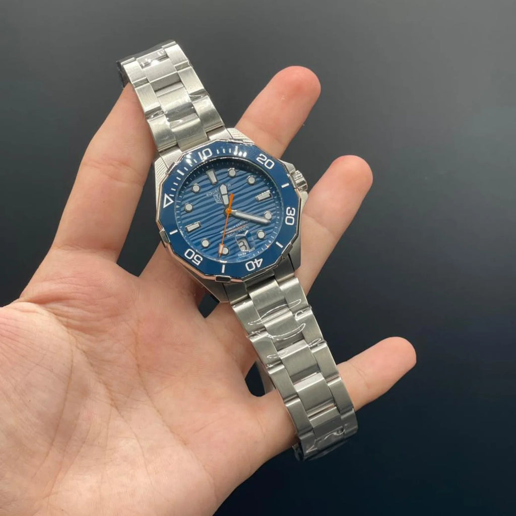 TAG Silver Chain With Blue Dial Aquaracer Watch