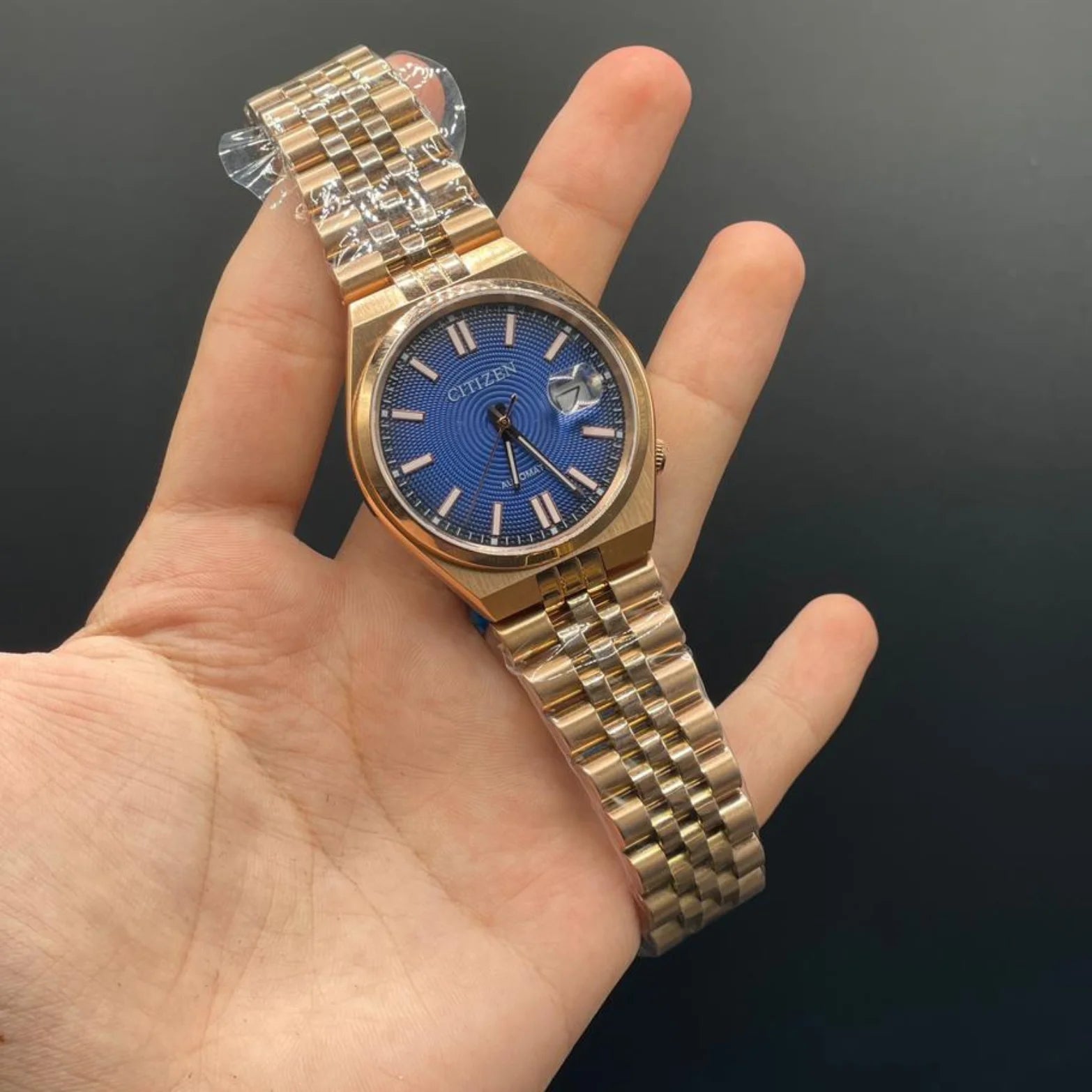 CTZ Rose Gold Chain With Sunray Blue Dial Automatic Watch