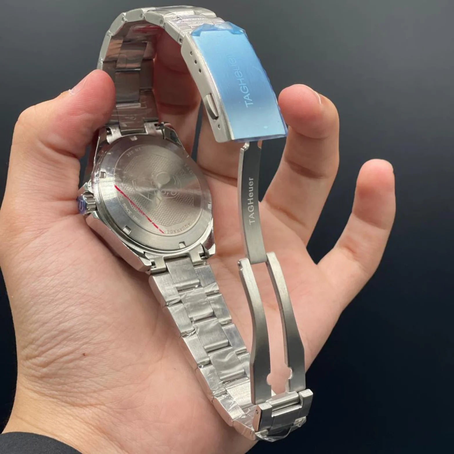 TAG Silver Chain With Blue Dial Aquaracer Watch
