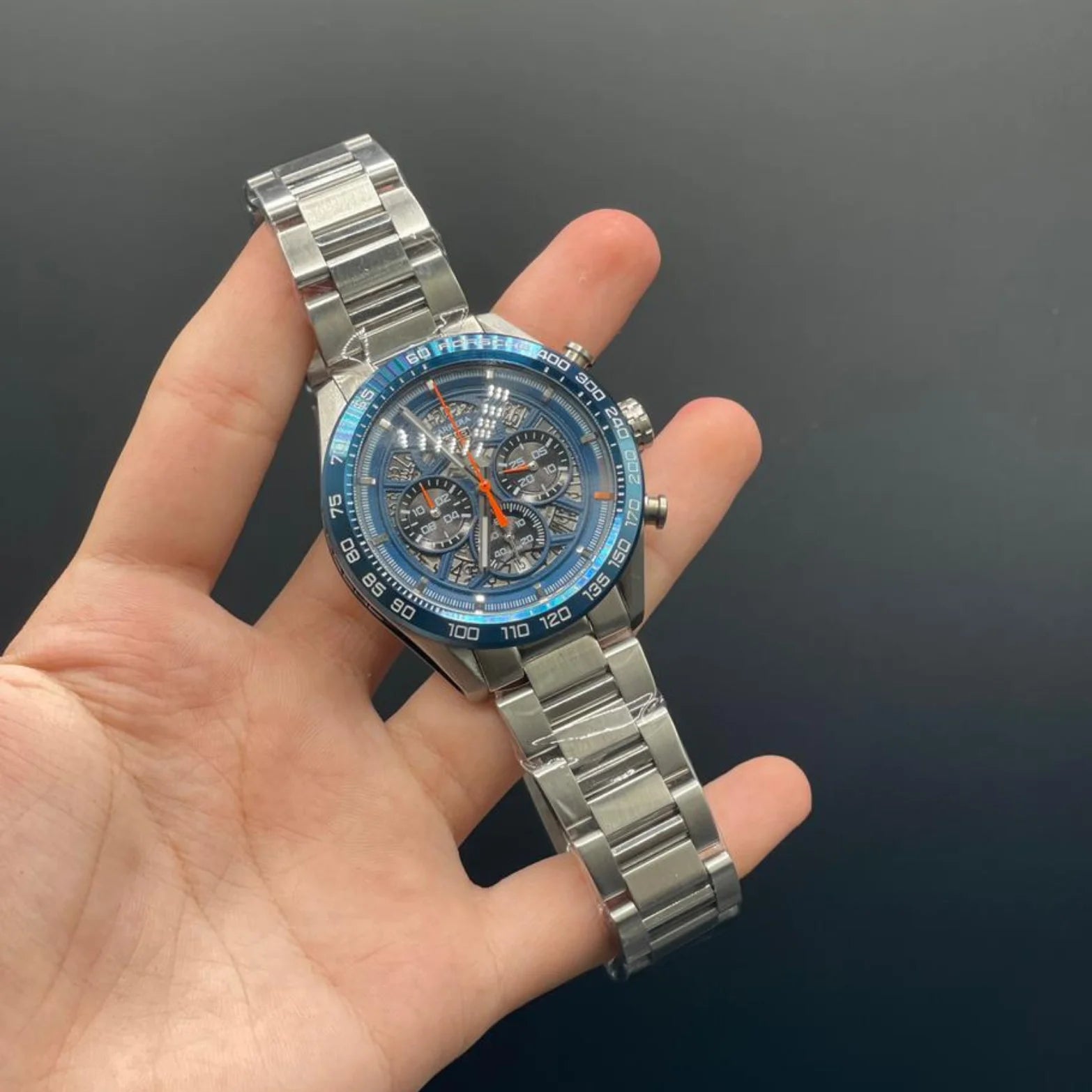 TAG Silver Chain With Blue Dial Carrera X Porsche Chronograph Watch