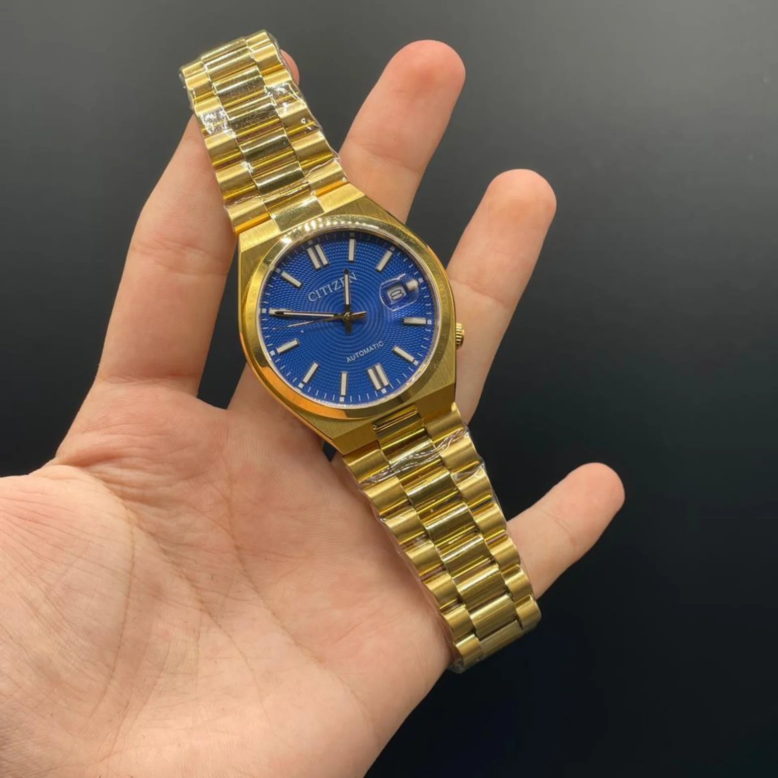 CTZ Gold Chain With Blue Dial Automatic Watch