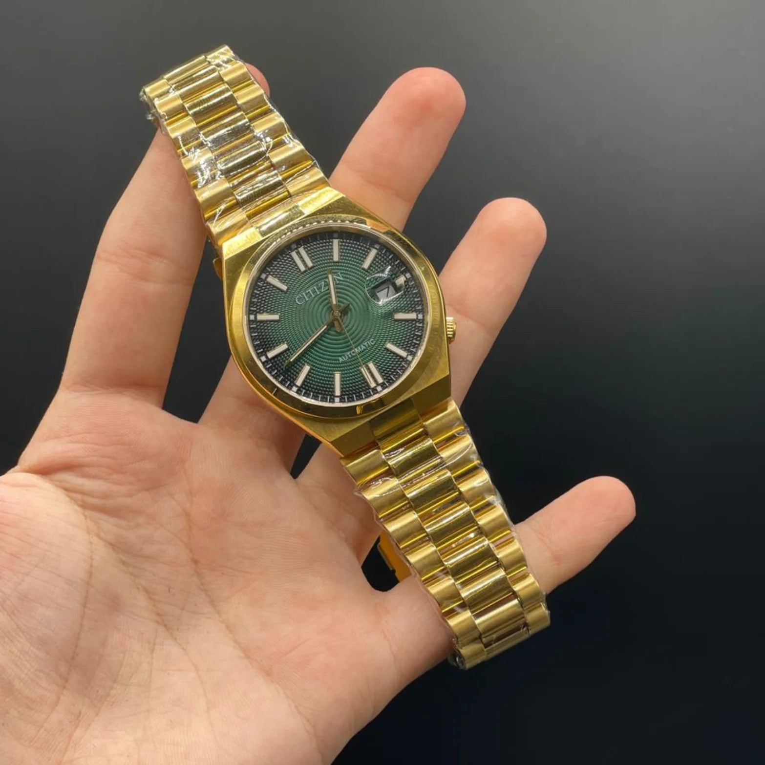 CTZ Gold Chain With Green Dial Automatic Watch