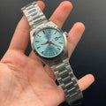 TT Silver Chain With Tiffany Blue Dial, Smooth Bezel Automatic Watch