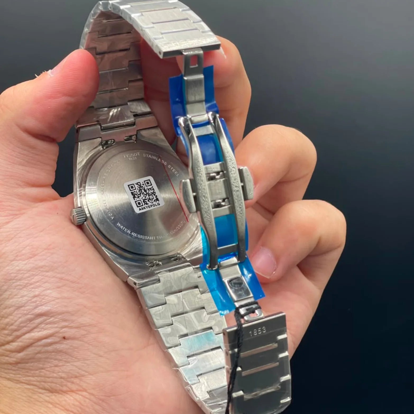 TT Silver Chain With Blue Dial Quartz Watch