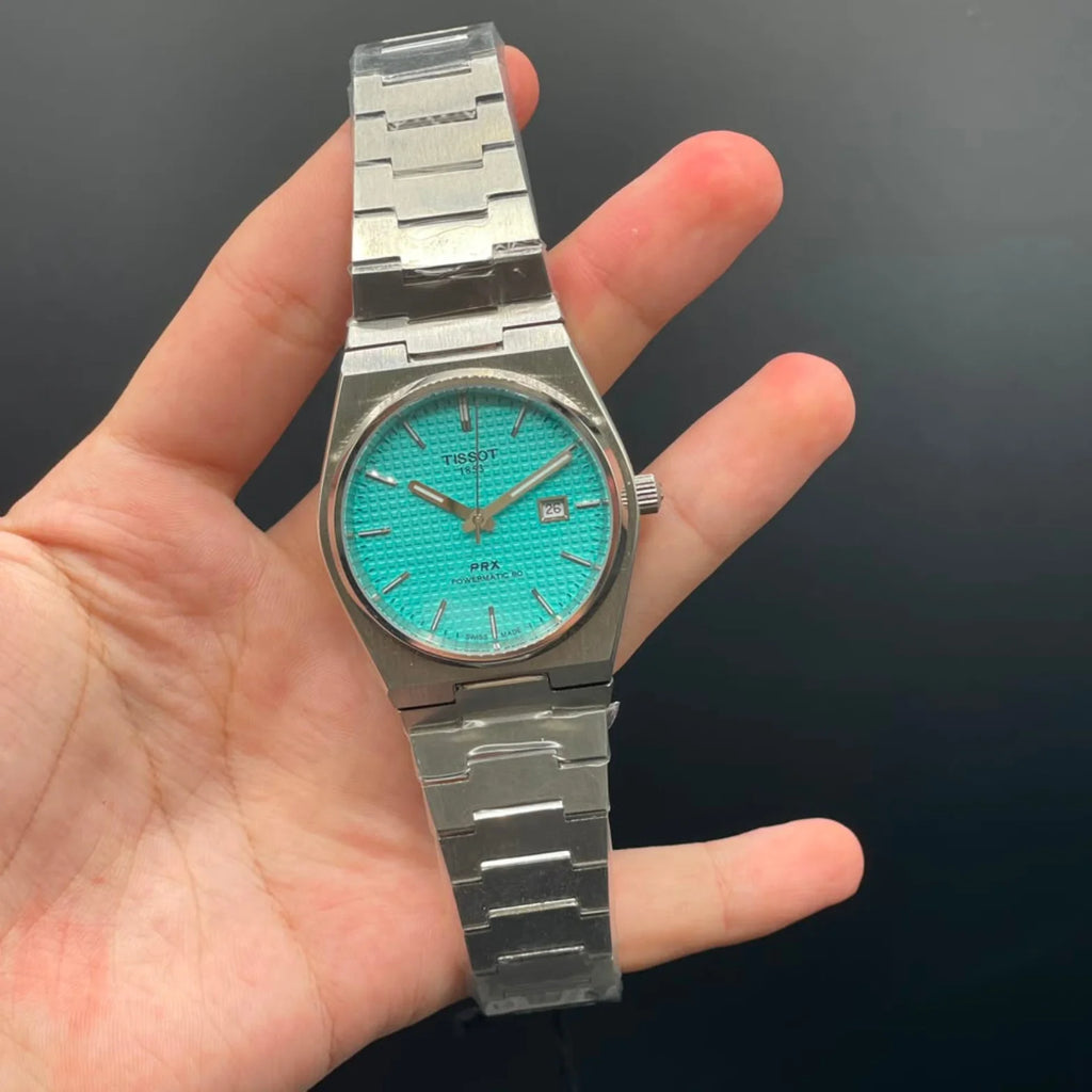 TT Silver Chain With Tiffany Blue Dial Quartz Watch