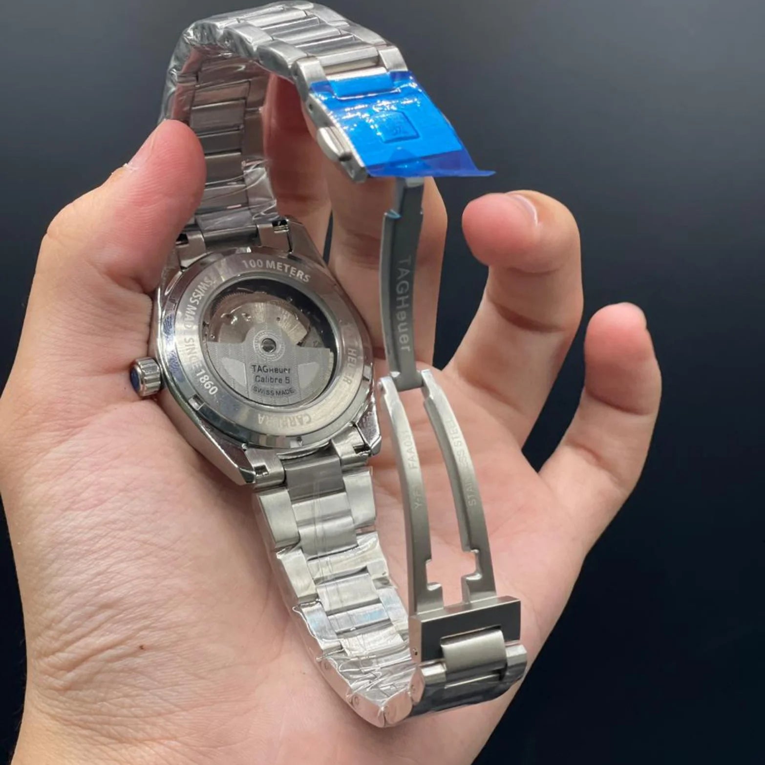 TAG Silver Chain Carrera Date Twin Time Watch