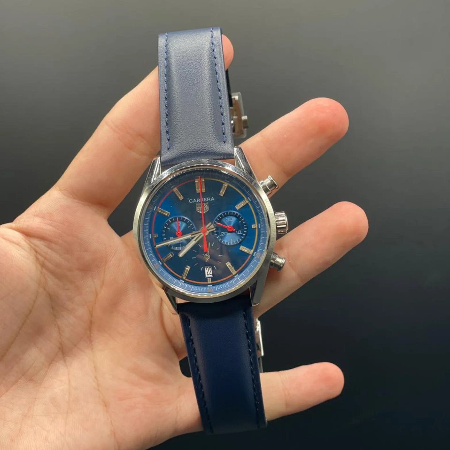 TAG Blue Strap Carrera Blue Chronograph Dial Watch