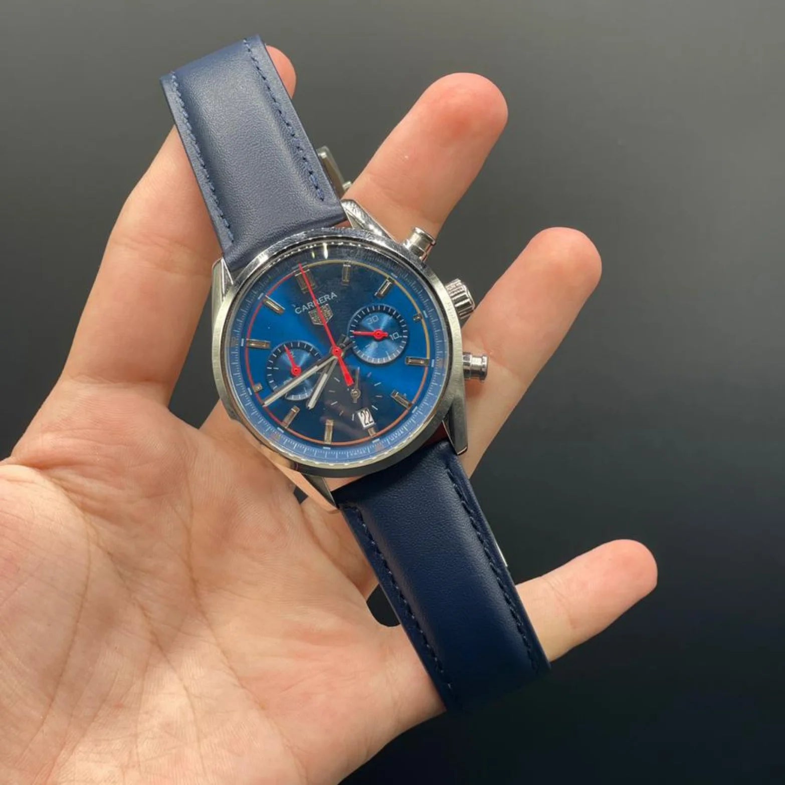 TAG Blue Strap Carrera Blue Chronograph Dial Watch