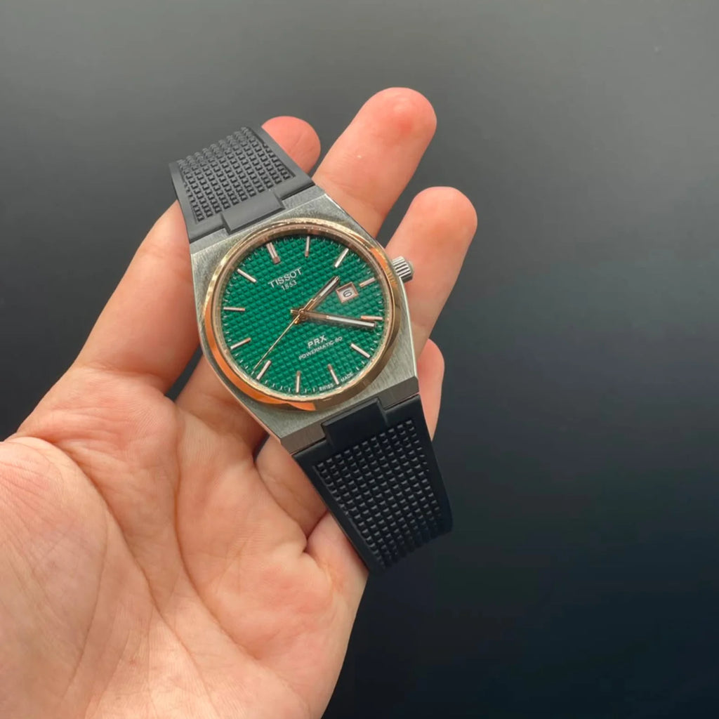 TT Black Rubber Strap With Green Dial Automatic Watch