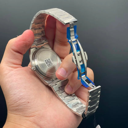 TT Silver Chain With Ice Blue Dial Quartz Watch