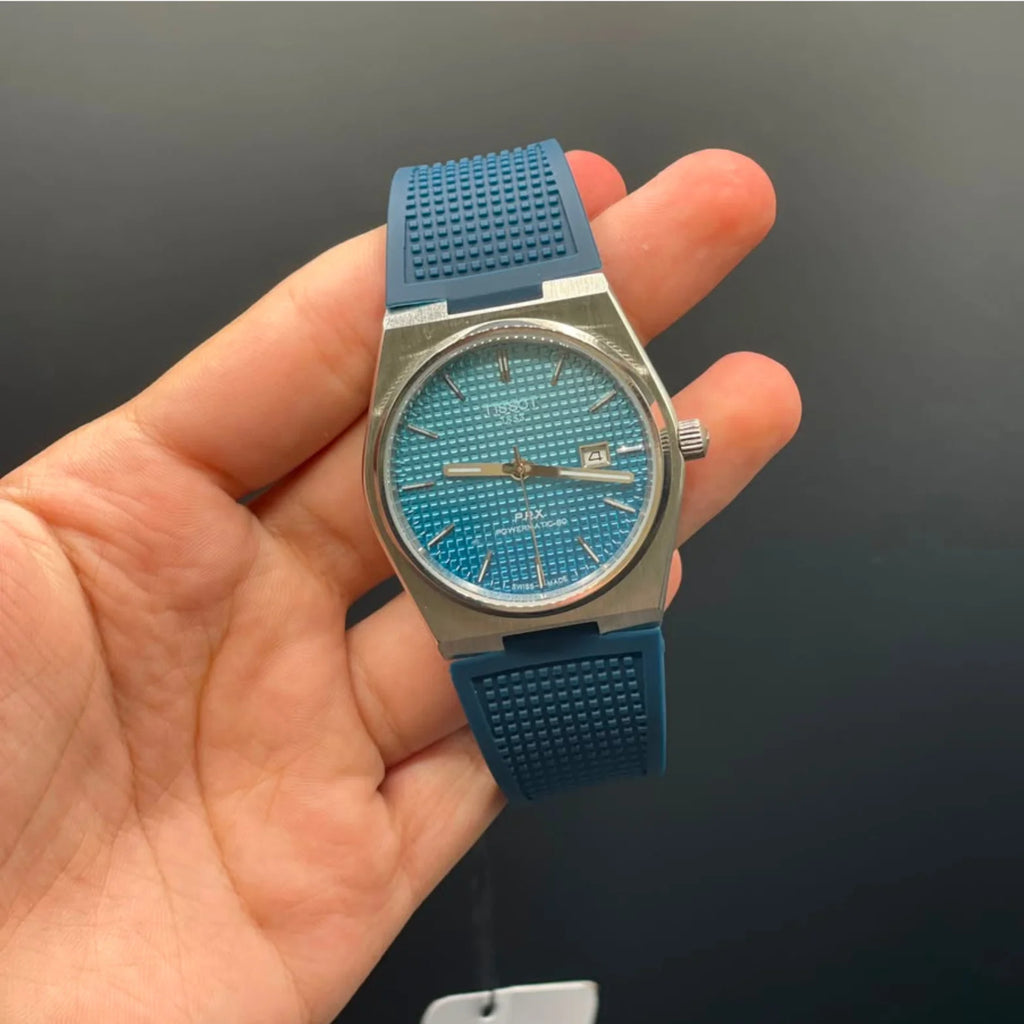 TT Blue Rubber Strap With Ice Blue Dial Automatic Watch