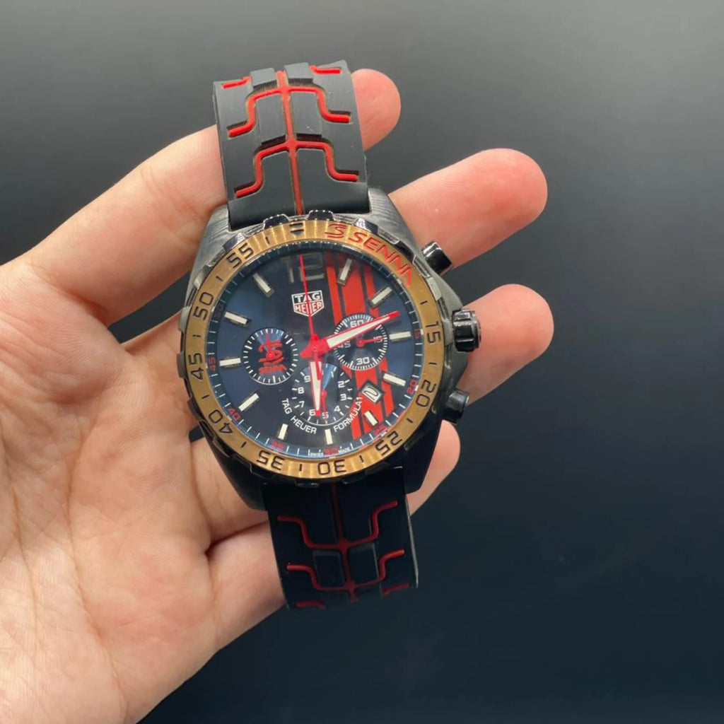 TAG Black And Red Strap Formula 1 Ayrton Senna Watch