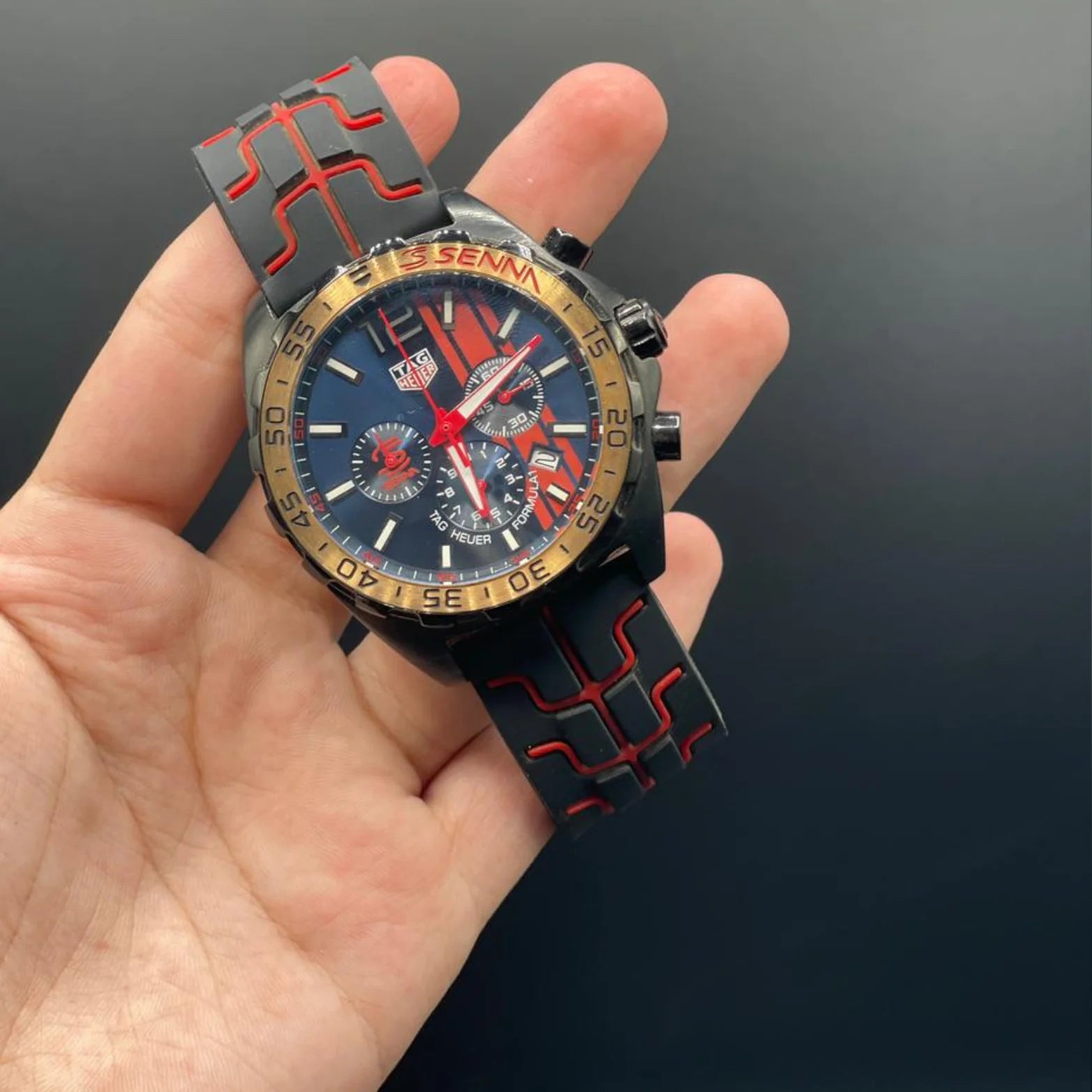 TAG Black And Red Strap Formula 1 Ayrton Senna Watch