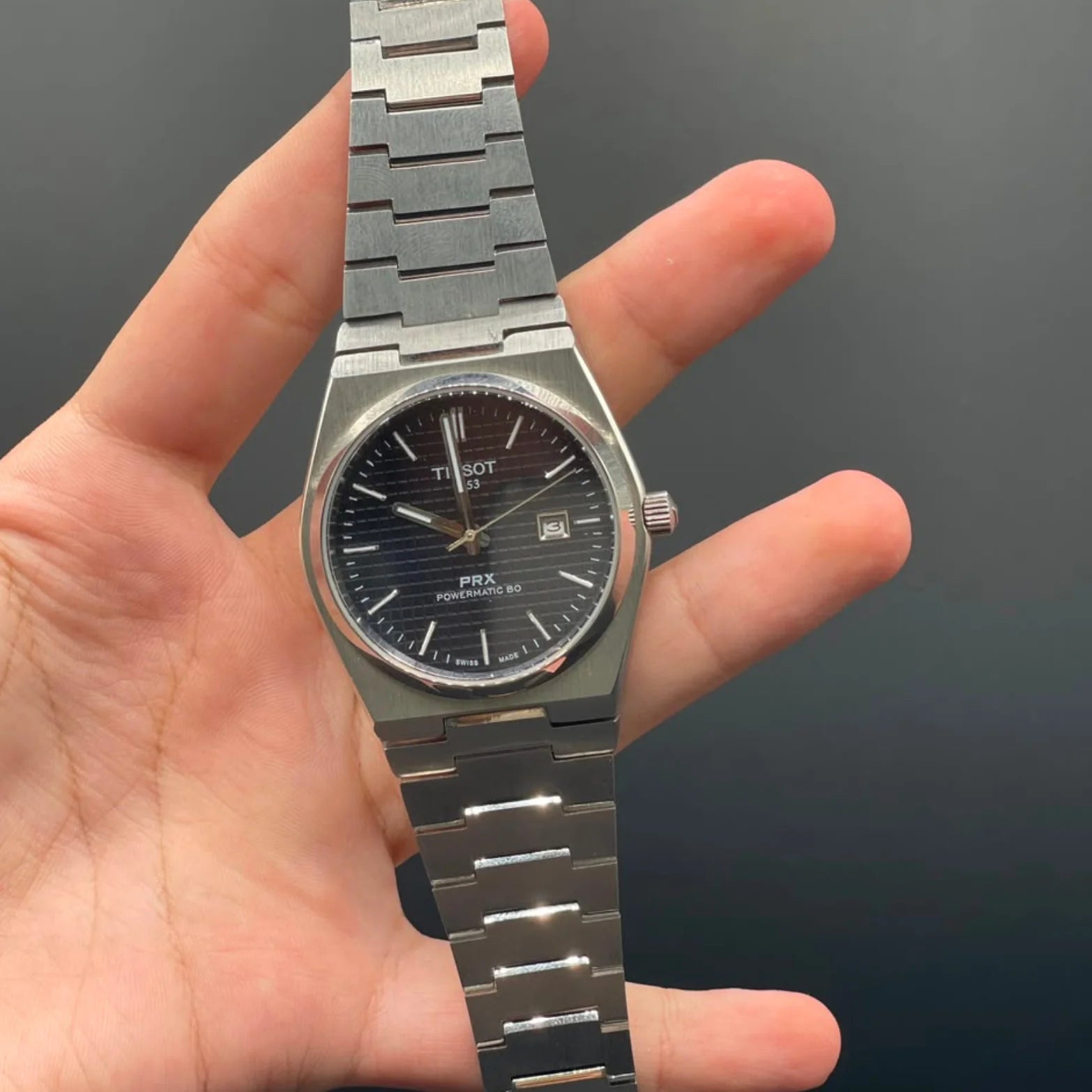 TT Silver Chain With Glacier Blue Dial Automatic Watch