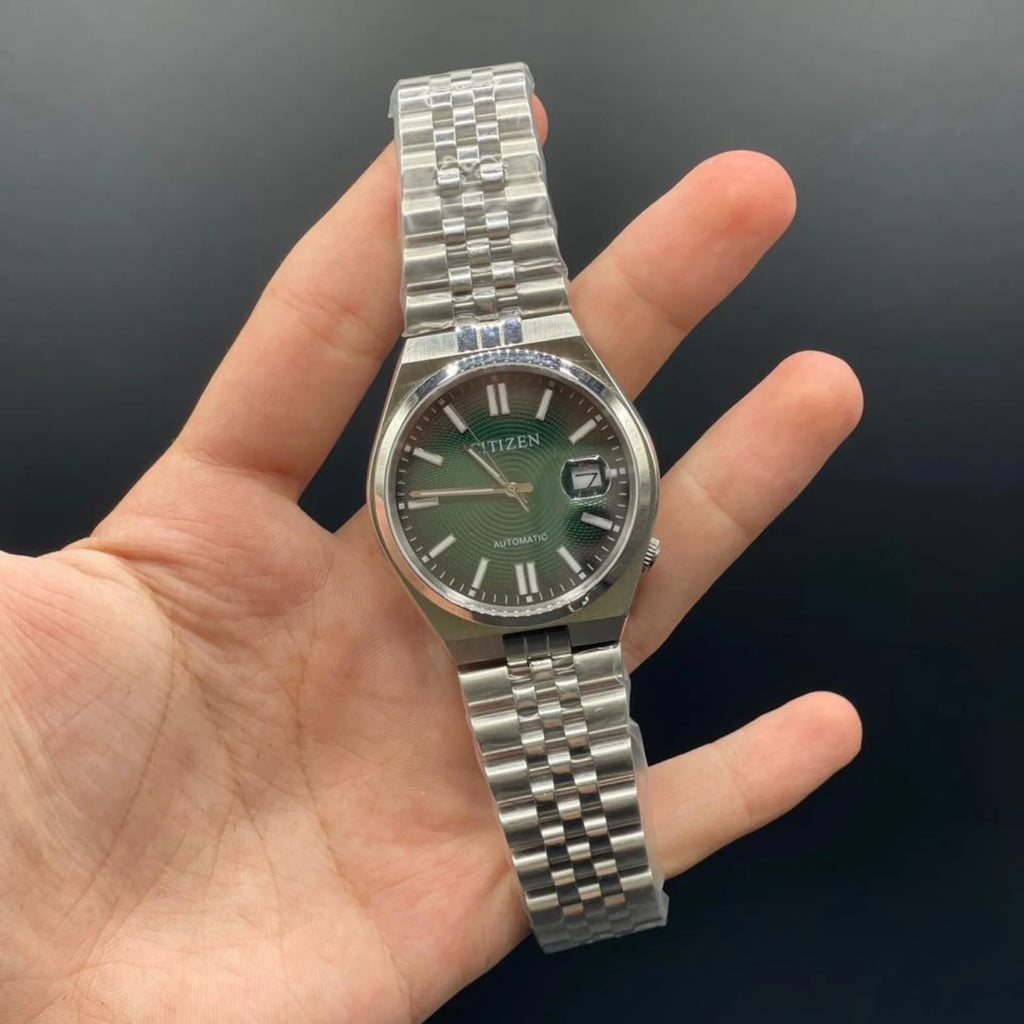 CTZ Silver Chain With Green Dial Automatic Watch