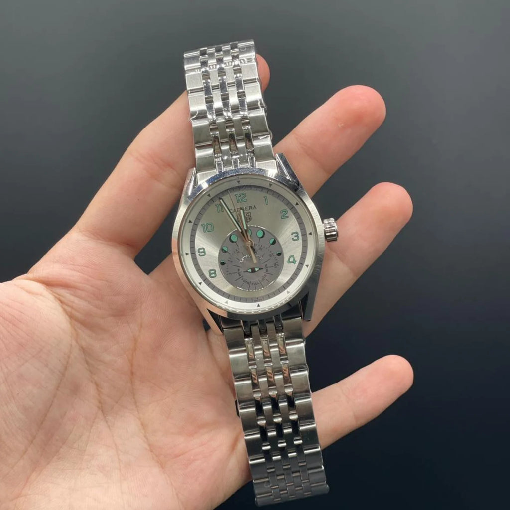 TAG Silver Chain With White Dial Carrera Astronomer Watch