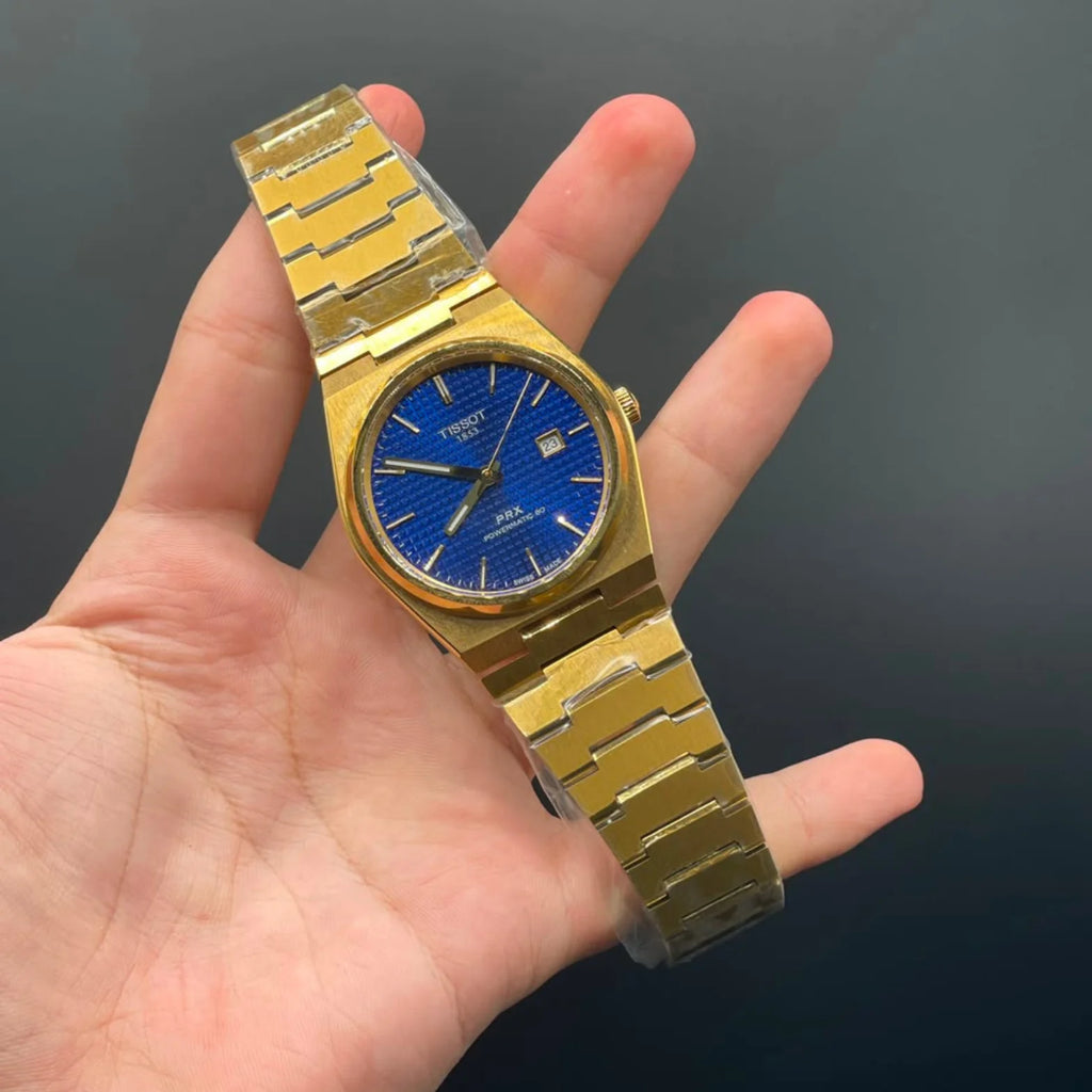 TT Golden Chain With Blue Dial Quartz Watch