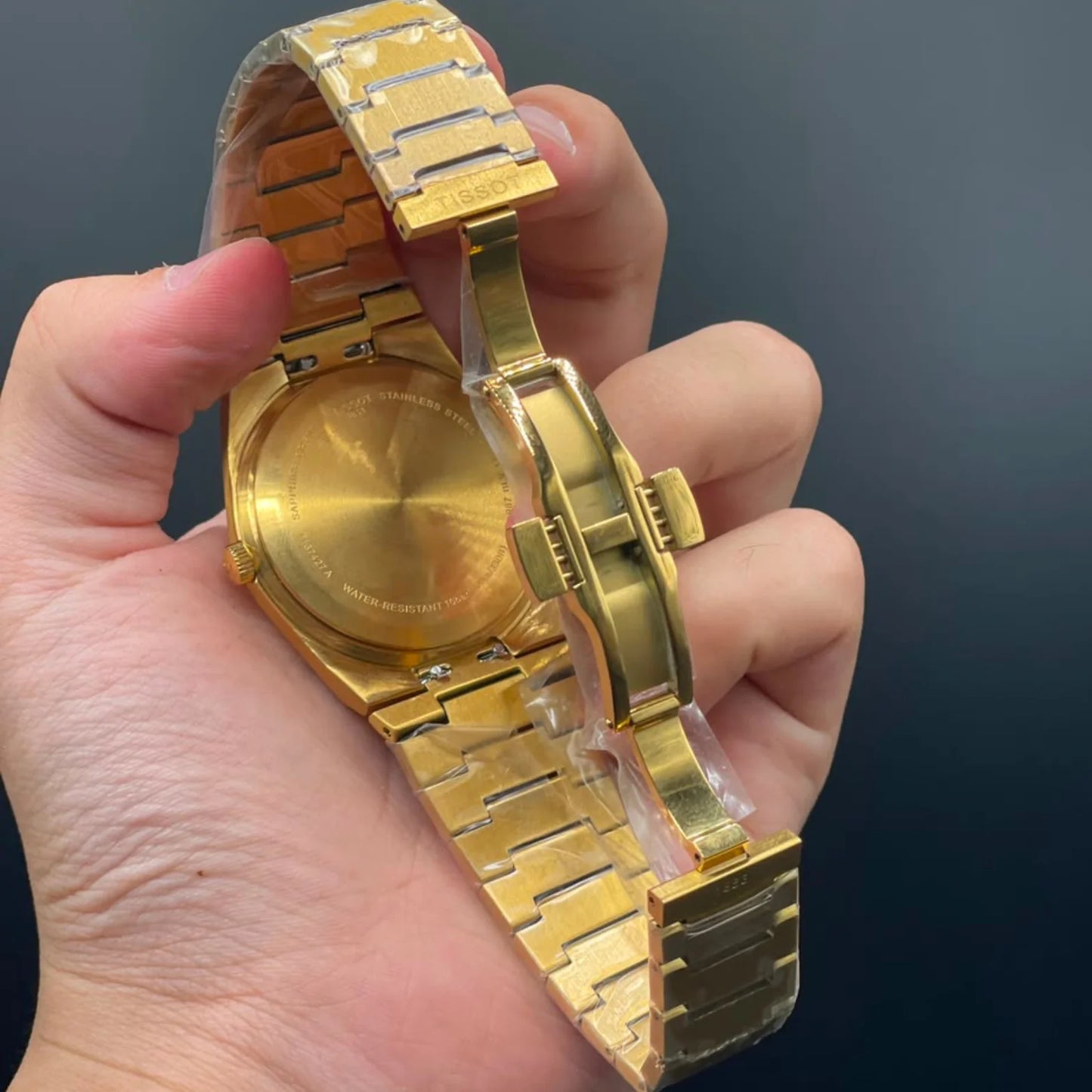 TT Golden Chain With Blue Dial Quartz Watch