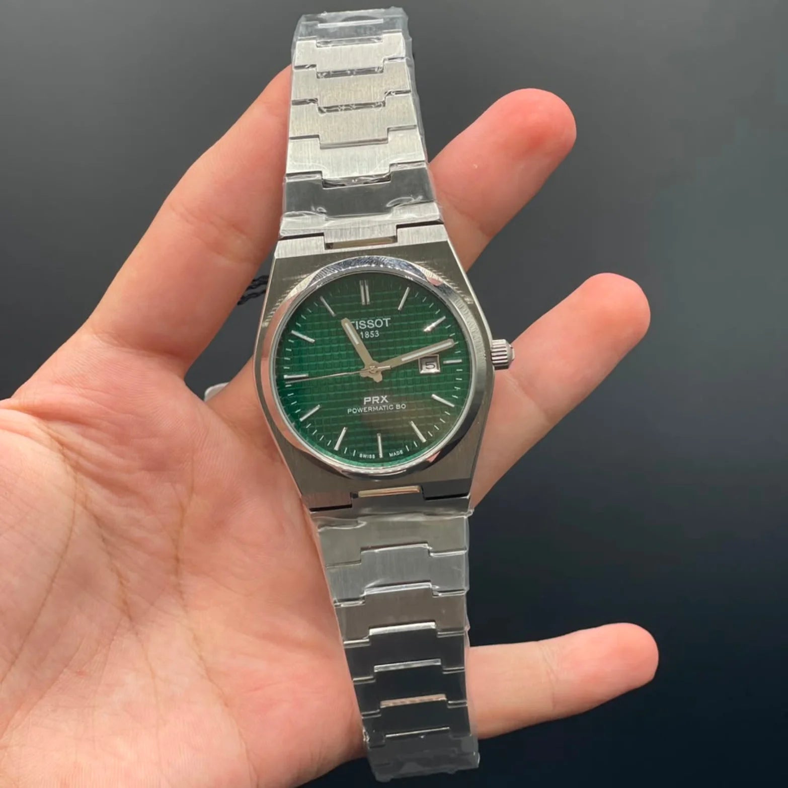 TT Silver Chain With Green Dial Automatic Watch