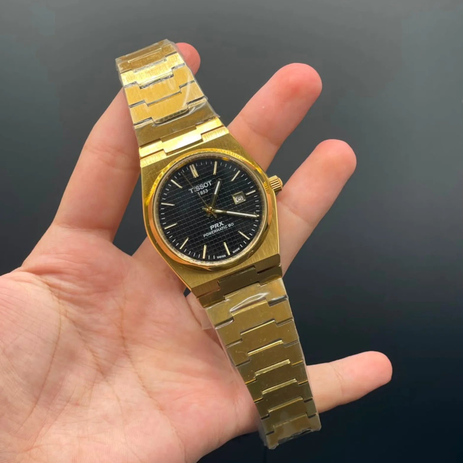 TT Gold Chain With Black Dial Automatic Watch