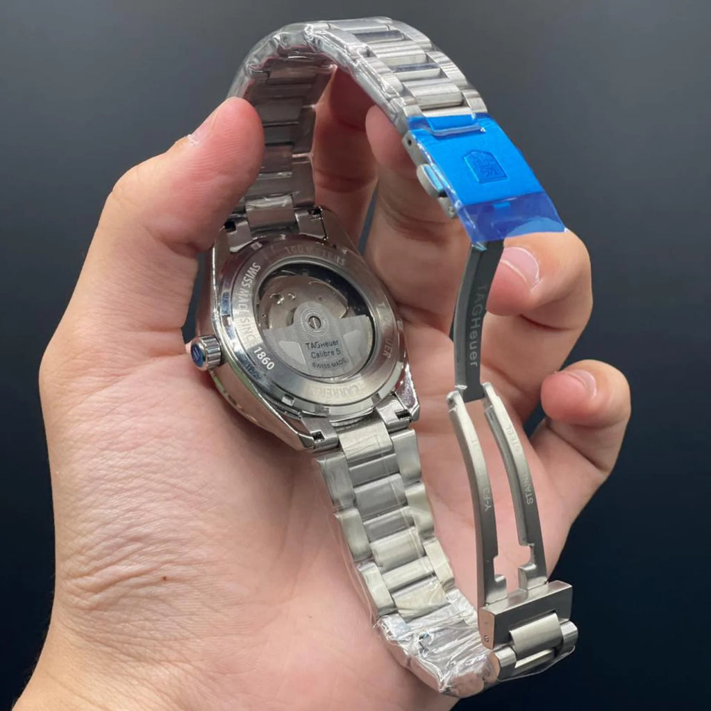 TAG Silver Chain With Blue Date Dial Carrera Watch