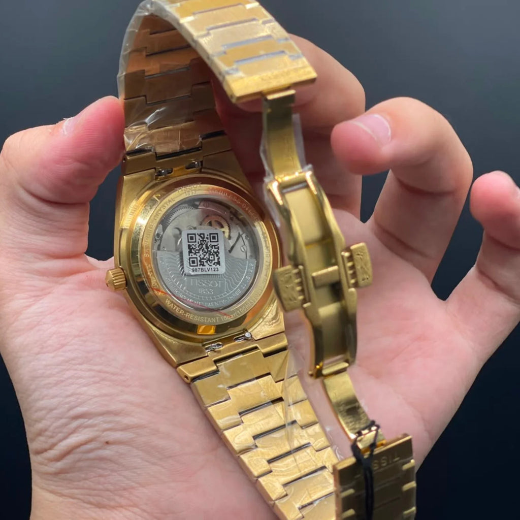 TT Gold Chain With Black Dial Automatic Watch