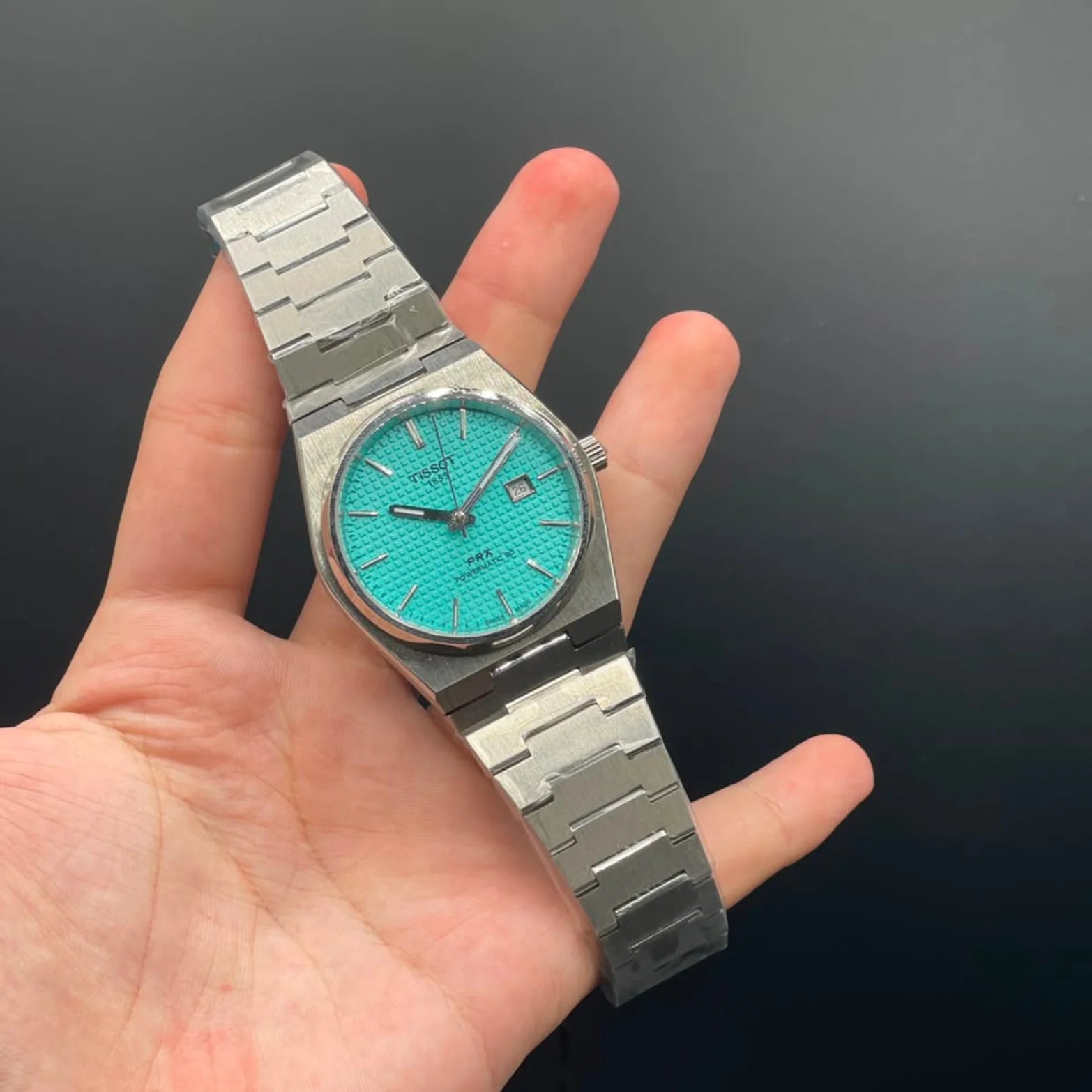 TT Silver Chain With Tiffany Blue Dial Quartz Watch