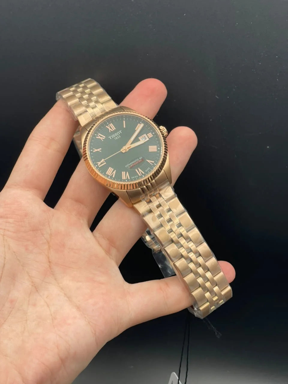 TT Rose Gold Chain With Green Dial Automatic Watch