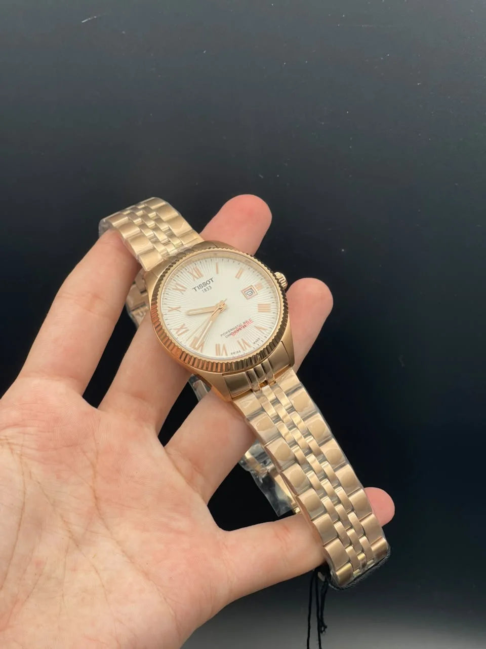 TT Rose Gold Chain With White Dial Automatic Watch