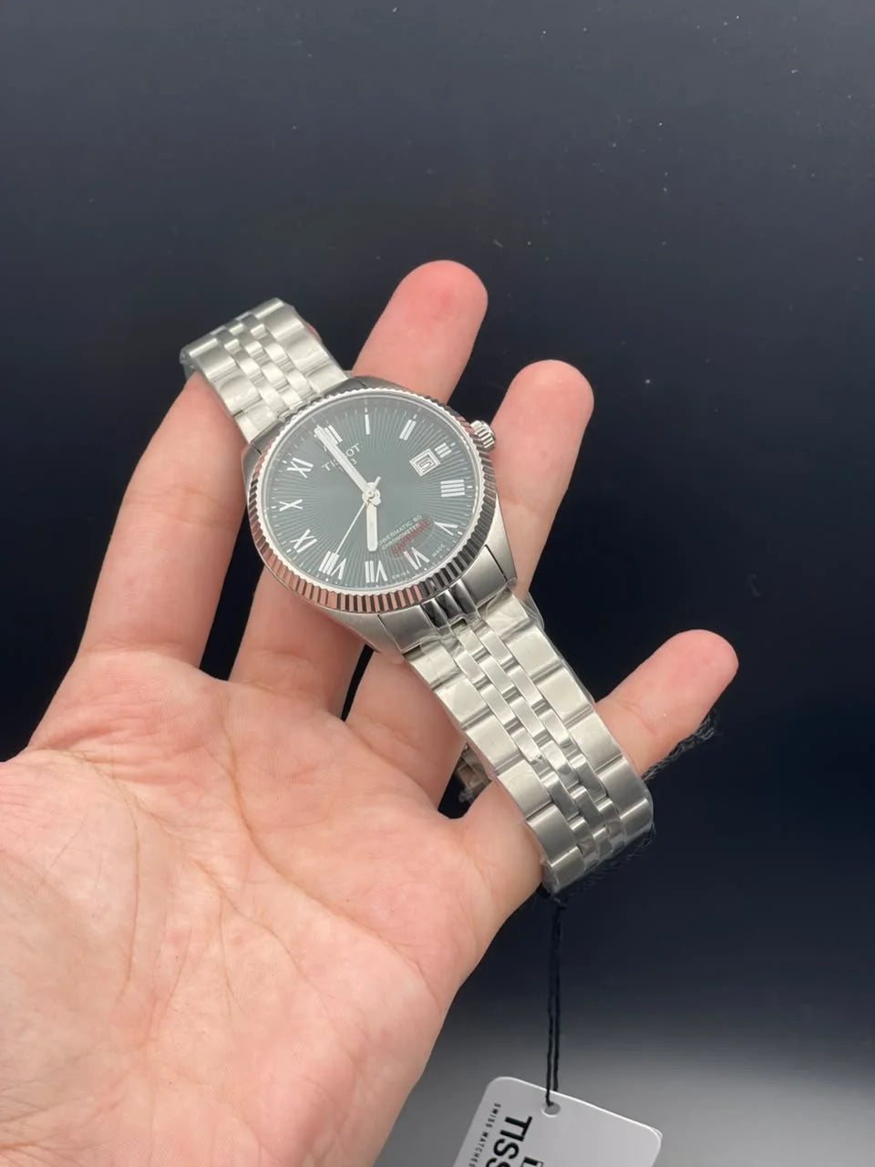 TT Silver Chain With Green Dial Automatic Watch
