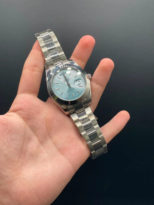 RLX Silver Oyster Chain With Blue Day-Date Dial Automatic Watch
