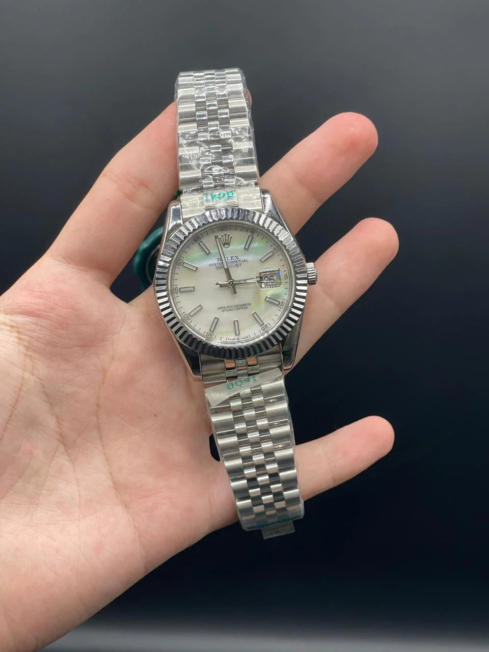 RLX Silver Jubilee Chain With White Dial Index Hour Markers, Automatic Watch