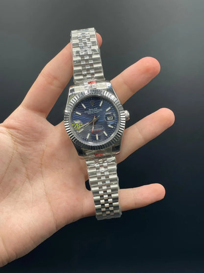 RLX Silver Jubilee With Blue Textured Dial And Index Hour Markers, Automatic Watch