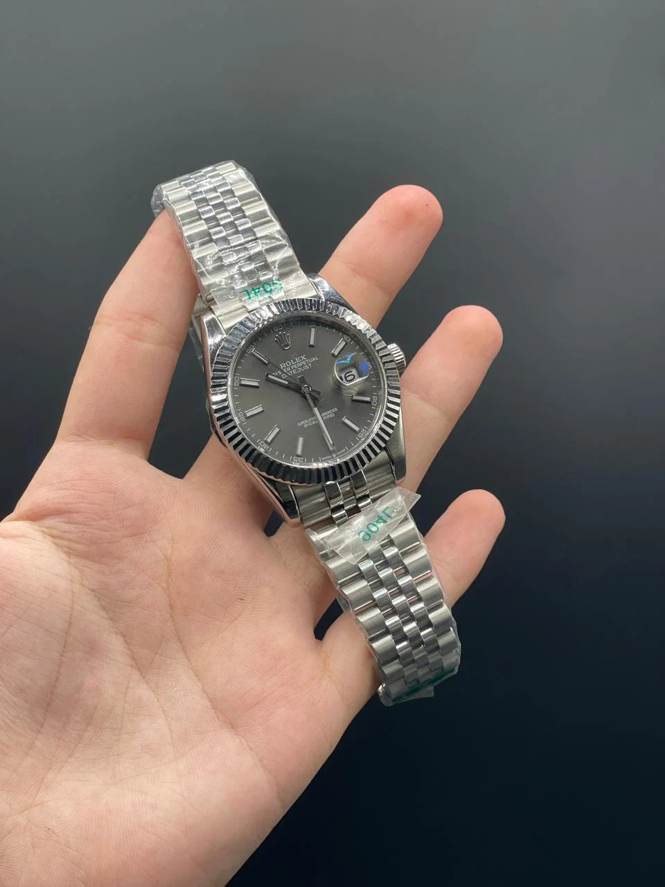 RLX Silver Jubilee Chain With Gray Dial And Index Hour Markers, Automatic Watch