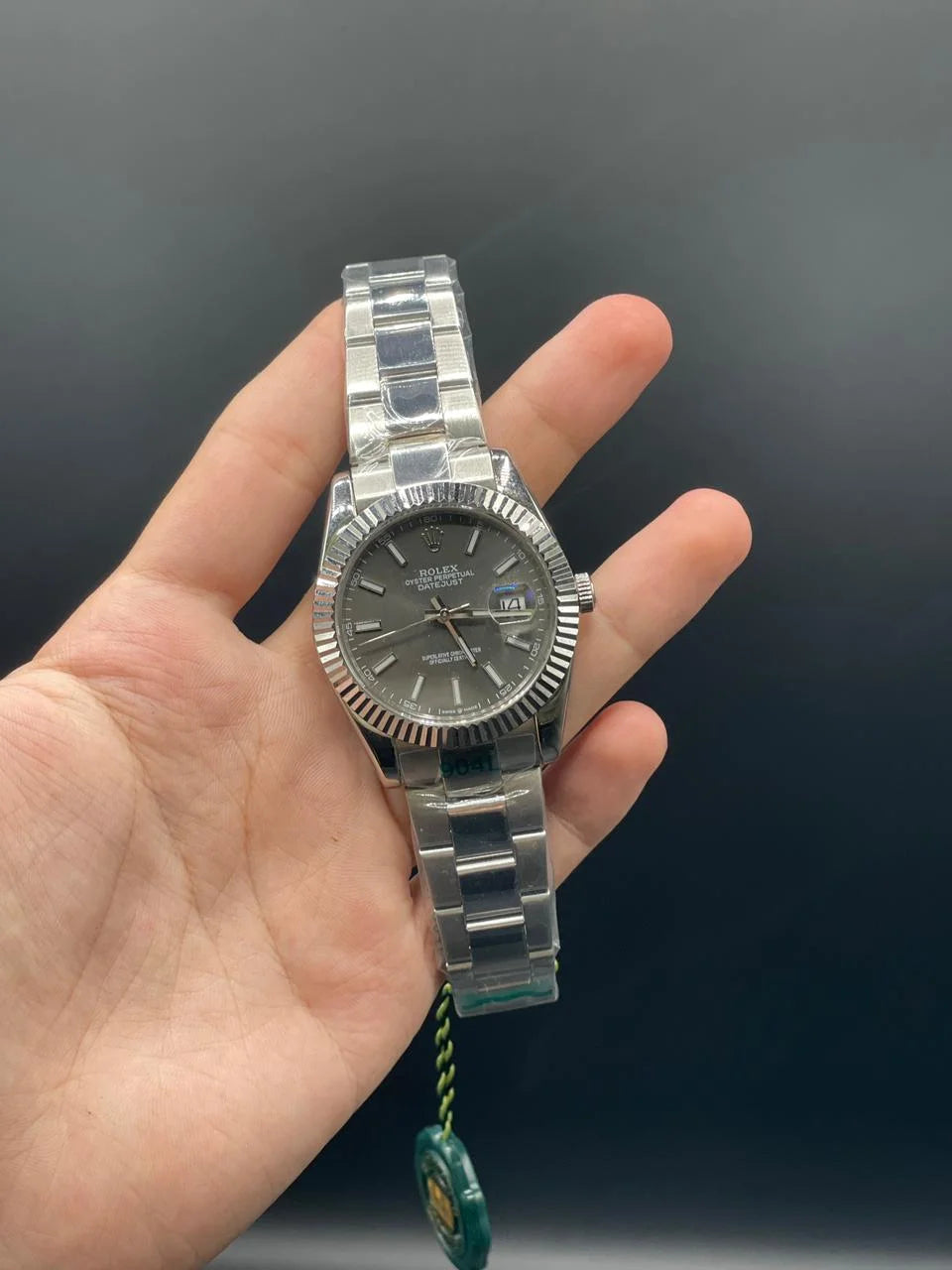 RLX Silver Oyster Chain With Gray Dial And Index Hour Markers, Automatic Watch