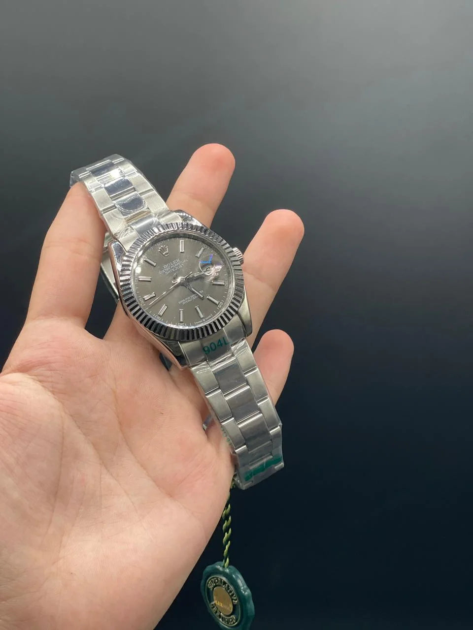 RLX Silver Oyster Chain With Gray Dial And Index Hour Markers, Automatic Watch